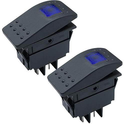 JMELEHW 2Pcs12V 20A auto-blocco LED illuminazione azzurro Switch Switch on/off 4 pin SPST Switch con luce LED auto pulsante off-road barca