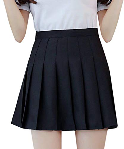 Hosenrock Damen Kurz A-Linie Rock Tennisrock Damen Minirock Yoga Röcke Mode Hohe Taille Tennis Skort Golfrock Mini Faltenrock Sommer Outdoor Running Rock Schwarz S