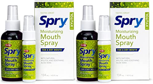 Spry Natürlicher Xylitol Feuchtigkeitsspendender Mundspray Gegen Mundgeruch – Probadent Gegen Mundgeruch mit Spearmint-Geschmack, 134 ml (Pack of 2)