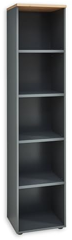 MEMPHIS Aktenregal in Artisan Eiche Optik, Graphit - Modernes Standregal mit 5 offenen Fächern - 45 x 197 x 38 cm (B/H/T)