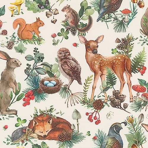 Rasch Papier peint 300321 - Papier peint non tissé clair avec animaux de la forêt de style vintage - Pour chambre d'enfant - 10,05 m x 0,53 m (L x l)
