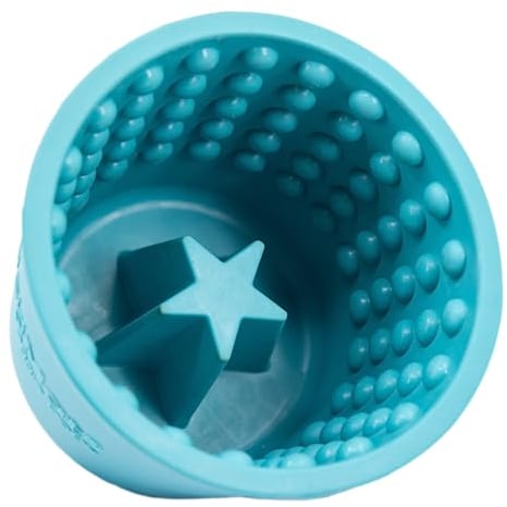 LickiMat Yoggie Pot – Distraction, Fun and Enrichment. Long Lasting Rubber Licking Treat Dispenser for All Dog Sizes and Slow Feeder for Small Dogs. The Newest LickiMat, Turquoise
