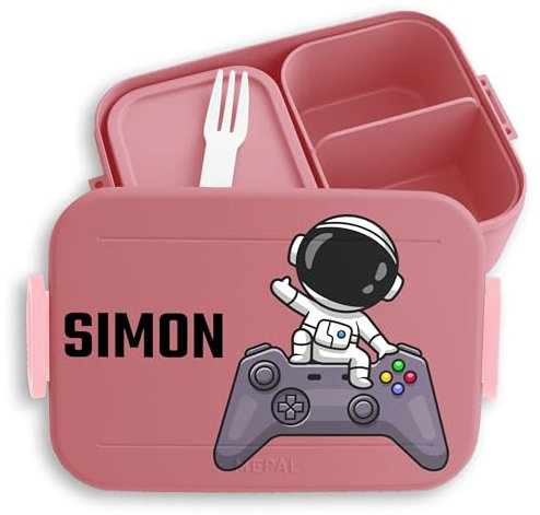 Kinder Bento Box Midi Lunchbox für Mepal Bentobox - Gaming - Astro Controller Gamepad Zocken Gamer - 900 ml - Rosa - brotdose jungen schule game brotbox geschenke nerds zocker kita gifts for gamers