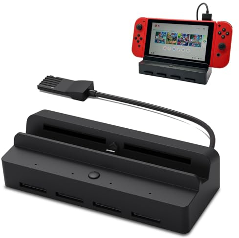 Game Card Reader per Switch/Switch OLED TV Stazione di ricarica DOBEWINGDELOU Accessori Game Card Holder Quick Switching PD Charing, 4K HDMI, USB 3.0 Port, indicatore LED