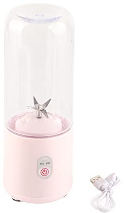 Extracteur de jus portable de 500 ml, mini extracteur de jus rose, 6 lames de feuilles, chargement USB, pour fruits et légumes