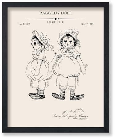 Poster Master Rag Doll Patent Print - Blueprint Poster - Raggedy Doll Design Art - Technical Drawing - Housewarming Gift - Minimal Art - Office or Kid's Room Wall Decor - 8x10 UNFRAMED Wall Art