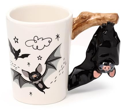 Puckator Bat Ceramic Shaped Handle Mug - Funny Home Accessories - Cute Gifts for Girlfriend - Large Mugs for Men Women Hot Drinks - Cute Cups Presents - Secret Santa Gift - Cup Set
