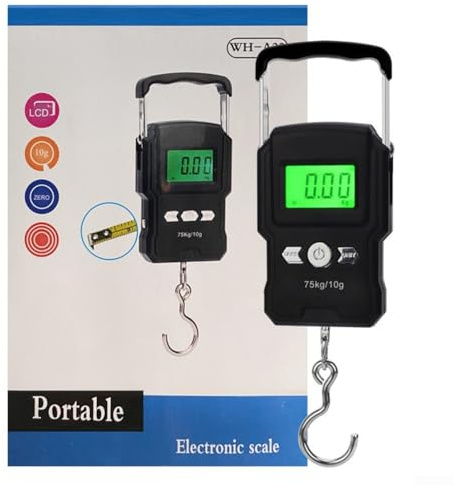 DAZZLEEX USB-Gepäckwaage mit Maßband, LED-Angel-Digitalwaage, tragbare elektronische Waage, Gepäckwaage, Mini-Waage
