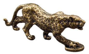 Leheybia Geparden-Statue aus Messing, Geldfigur, Leopardenstatue, Messing, Heimdekoration, für Schreibtisch-Dekoration, goldfarben, 1 Stück