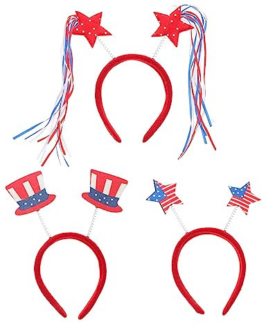 Angoily 3stücke Amerikanische Flagge Haarbänder Für Unabhängigkeitstag Lustige Kostüm-dekoration Für Partys Und Feiern Für Familienfeiern Und Festlichkeiten