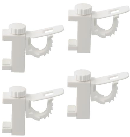 Nivofu 4 Pièces Support De Support De Pince Porte-Rideaux, Supports De Tringle à Rideaux sans Perçage, Barre Transversale Réglable pour Les Armoires, Les Bibliothèques et Les Bureaux - Blanc