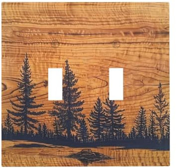 Dekorative 2-Gang-Steckdosen-Lichtschalter-Abdeckung, Doppel-Kippschalter, Wandplatte, unzerbrechliche thermoplastische Polycarbonat-Frontplatte (kein Holz)