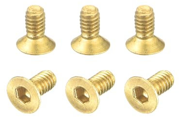 QUARKZMAN 6 Stück Senkkopf-Innensechskantschrauben, M2-0,4 x 4mm Messing Senkkopfschrauben Innensechskant-Antrieb Befestigungsschrauben