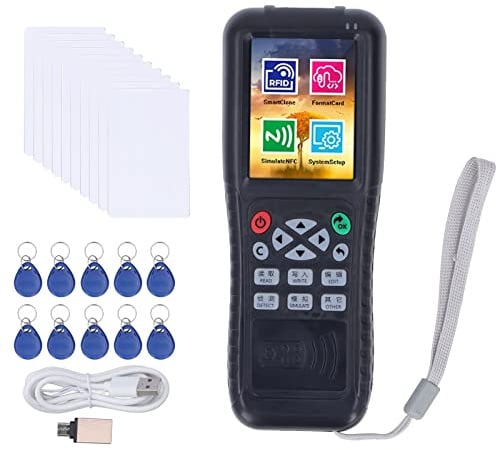 NFC-Kartenkopierer-Schreiber, NFC Karte Kopierer, Kartenleser Writer Duplikator mit 10 UID-Karte + 10 T5577 Keychain + Typ-C OTG Adapter für die Zugangskontrolle Aufzug Karte Anwesenheit