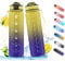 NAVTUE Water Bottle, 1L Sports Water Bottle with Straw, Time Markings, Leak Proof, Tritan BPA free for School/Cycling/Running (YellowPurple)
