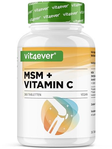 MSM 2000mg - 365 Tabletten - Mit natürlichem Vitamin C aus Acerola - Ohne Zusätze - 6 Monate Vorrat - Hochdosiert - Laborgeprüft - Vegan