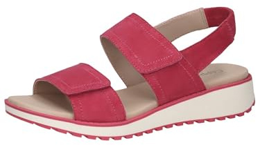 CAPRICE Damen Sandalen flach aus Leder Bequem, Rosa (Pink Suede), 36 EU