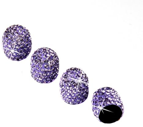 Huamengyuan 4pcs Tire Valve CapsABS Universal Car Rhinestone Valve Stem Caps Crystal Rhinestone Universal Tire Valve Dust Cap for Auto OrnamentLight Purple