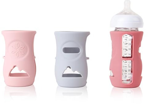 3 Pack Silicone Sleeve for Avent Natural Glass Baby Bottles, Compatible Philips Avent Glass Natural Baby Bottle 8oz