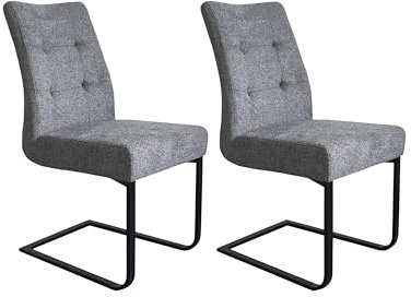 möbelando Schwinger 2er Set >Marlen-XXL< in Dunkelgrau aus Webstoff 47x95,9x62 cm (BxHxT)