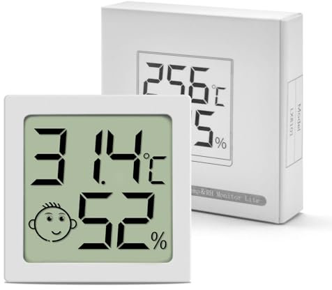 Mini Termometro Ambiente Interno Digitale, Termometro Ambiente Igrometro Umidità con Livello di Comfort, Monitor di Temperatura e umidità, Termometro da Interno per Serra, Stanza, Casa (1 Pezzo)