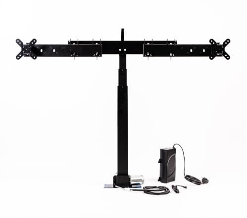 SABAJ Braccio monitor doppio scrivania motorizzato K-1 DUAL MonitorLift capacità di carico fino a 30kg sollevamento fino a 1420 mm / 55, Staffa monitor scrivania doppio + Smartthing, telecomando