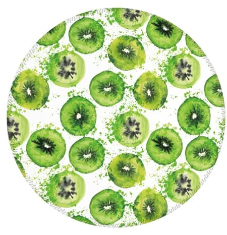 Kleines Gaming-Mauspad – Grüne Kiwi runde Gummiunterseite, Schreibtischunterlage mit genähten Kanten, Mauspad für Laptop, PC-Tastatur, Mauspad für Arbeit, Spiel, Büro, 20 cm