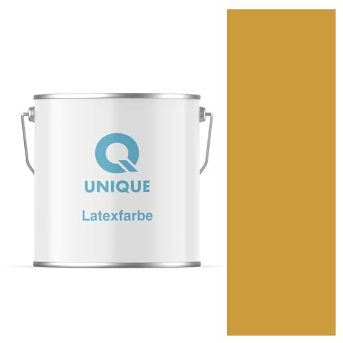Q UNIQUE Latexfarbe 5L (ca.35m2) Senf Innenfarbe Wandfarbe Deckenfarbe Klasse 3 Mattfarbe Scheuerfest Hohe Deckkraft