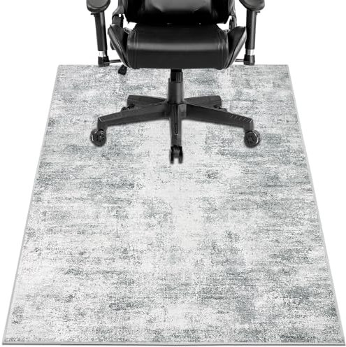 Capslpad Non-Slip Chair Mats for Hardwood Floor, 90 x 120 cm, Grey Abstract Floor Protection Mat, Gaming Desk Chair Underlay, Desk Rug for Hard Floors, Office, Office Chair