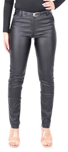 Malito - Damen Chinohose - schicke elastische Lederoptik Hose - Festliche Elegante Stretch Damenhose 1031 - Schwarz L