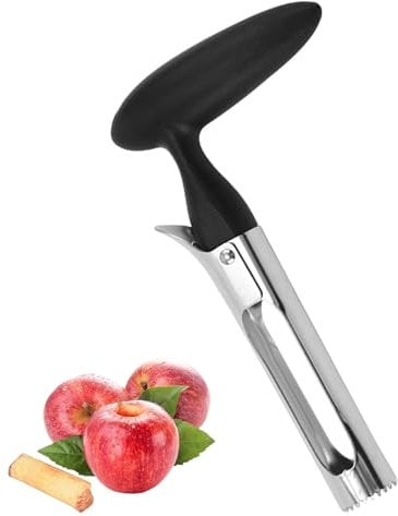 GVSS Vide-Pomme Noir en Acier Inoxydable, Poignée Bord Dentelé pour Couper et Dénoyauter Poires et Fruits