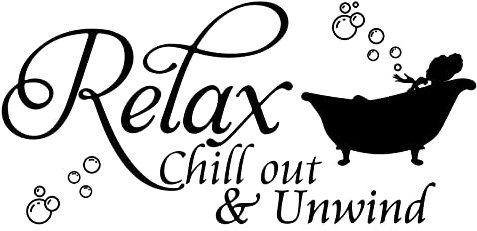SUPERDANT Wandtattoo Relax Chill Out & Unwind Für Badezimmer Schriftzug Wandsticker Badewannenblasen Wandaufkleber Vinyl Wandsticker Für Wände Badezimmer Badewanne Transferaufkleber Dekoration