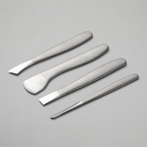 FVION Set Coltelli Pedicure – 4 Pezzi bisturi per calli piedi strumenti professionali unghie incarnite piedi e rimozione calli (manico corto)