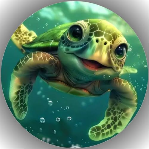 Tortenbild, mit dem Motiv: SCHILDKRÖTE,Essbares Foto für Torten, Fondant,Tortenaufleger Ø 20cm SCHILDKRÖTE K3