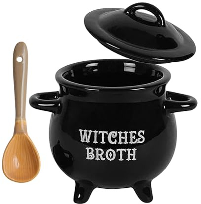 Witch Cauldron Ceramic Black Soup Dipping Cauldron Decor