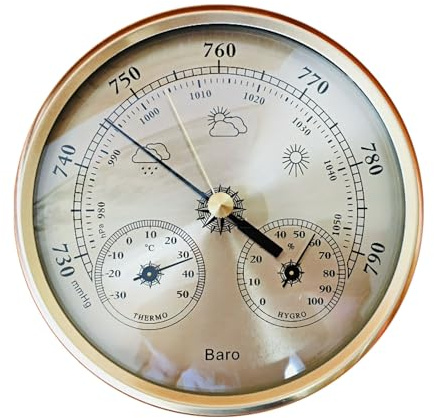3 in 1 Barometer -Thermometer -Hygrometer, Analog für Luftdruck, Temperatur und Feuchtigkeitsmessung