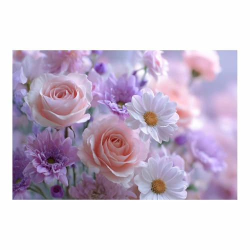 DMZPKZB Painting Bilder Leinwandbild Farbige Blumen Leinwandbilder Kunstdruck - Moderne Wandbild für Badezimmer Wohnzimmer Wanddekoration(Rosa90)-50x70cm Ungerahmt