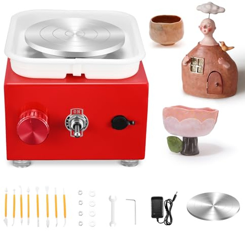 Tornio per Ceramica Mini Ruota di Ceramica Elettrica 2000 Giri/min,Macchina Ceramica con Giradischi da 6,5/10 cm Tornio,per Negozi di Ceramica Fai da Te e Hobbisti