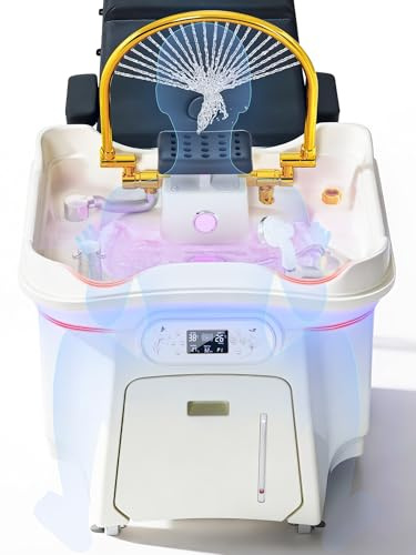 Pedou Head Spa bac pour Laver Les Cheveux Réservoir d'eau 60L Cascade d'eau Réservoir d'eau usée indépendant 25L Usage Domestique Salon et Institut de beauté