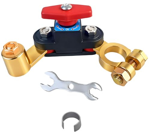 Car Battery Power Cut-Off Switch Breaker, Adjustable Terminal Clamps | 12-24v Disconnect Switch with Wrench & Spacer, Anti Leakage High Conductivity Smart Car Switches for Car, Boat, Truck