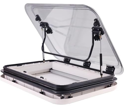 LJCSSD Wohnmobil-Dachbelüftung, universelle Dachluke für Wohnmobile, Wohnmobilfenster und Oberlichter, Wohnmobil-Dachabdeckung, großes Caravan-Dachfenster-Belüftungsset mit LED-Leuchten 70x50cm