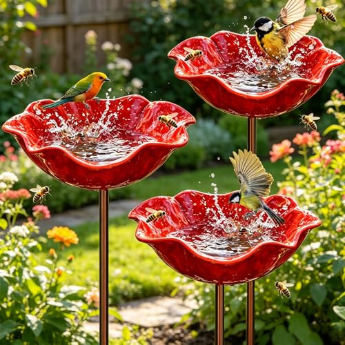 Bain D’Oiseaux,3 Pièces Abreuvoir Oiseaux,Bain pour Oiseaux,Mangeoire Oiseaux,Bassin pour Oiseaux,Deco Jardin Exterieur,pour Insectes et Papillons,Décoration Jardin Terrasse