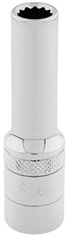 Draper 32818 Metric 3/8-Inch Square Drive Hi-Torq 12-Point Deep 8 mm Socket , Blue
