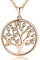 JO WISDOM Collier Pendentif Arbre de vie Yggdrasil Argent 925/1000 Femme AAA Zirconium avec plaqué or rose