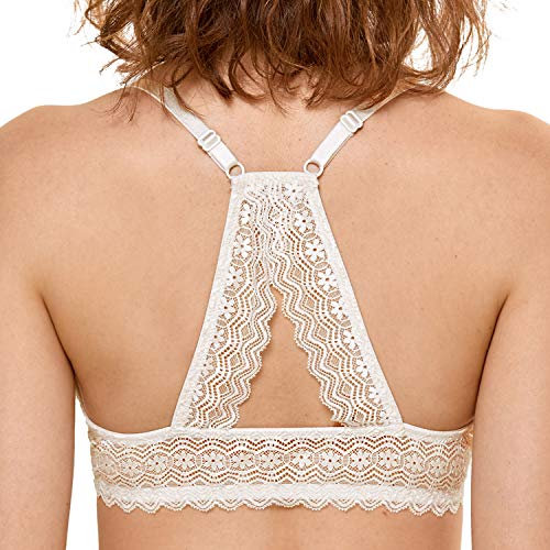DOBREVA Women's Push Up Bra Front Fastening Bras T Shirt Racer Back Padded Underwired Plunge Bra Colour 38C