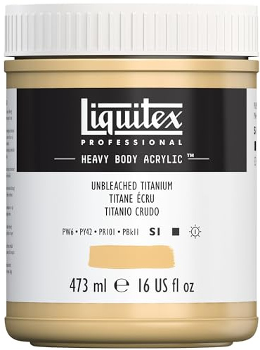 Liquitex 4412434 Professional Heavy Body Acrylfarbe in Künstlerqualität mit ausgezeichneter Lichtechtheit in buttriger Konsistenz, 473ml Topf - Ungebleichtes Titan