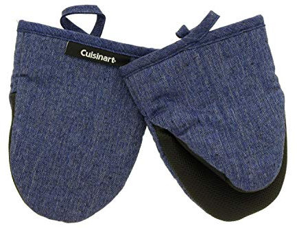 Cuisinart Mini Oven Mitts w/Neoprene for Easy Gripping, Chambray Kitchen Glove Accessory, Heat Resistant up to 500 degrees F, 13.9 x 17.7cm, Set of 2 - Indigo