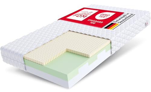 FDM BITONTO Schaumstoffmatratze 80 x 200 cm Latex Matratze 15 cm Höhe Hochelastischer HR Komfortschaum Härtegrad H2/H3 (Mittelweich/Mittelhart) Bezug Zweiseitig Abnehmbar Waschbar
