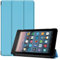 SATURCASE Case for Amazon Fire 7 2019 Released (9th Generation), PU Leather Flip Foldable Folio Stand Protective Tablet Cover with Auto Sleep/Wake Function (Sky Blue)