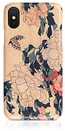 Tirita Hard Phone Case Cover Compatible with iPhone 7/8 / SE 2020 / SE 2022 Japanese Art Hokusai Peonies and Butterfly